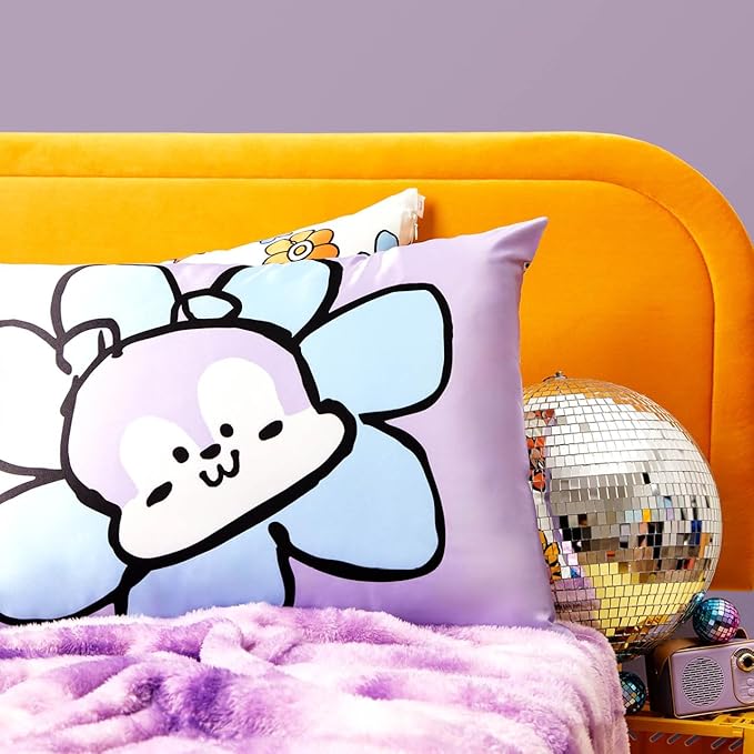 Kitsch x BT21 (Mang) Satin Pillowcase with Zipper for Hair & Skin - Softer Than Silk Pillow Cases, Smooth Cooling Pillow Cover, Wrinkle-Free, Machine Washable, King Size (19x36)