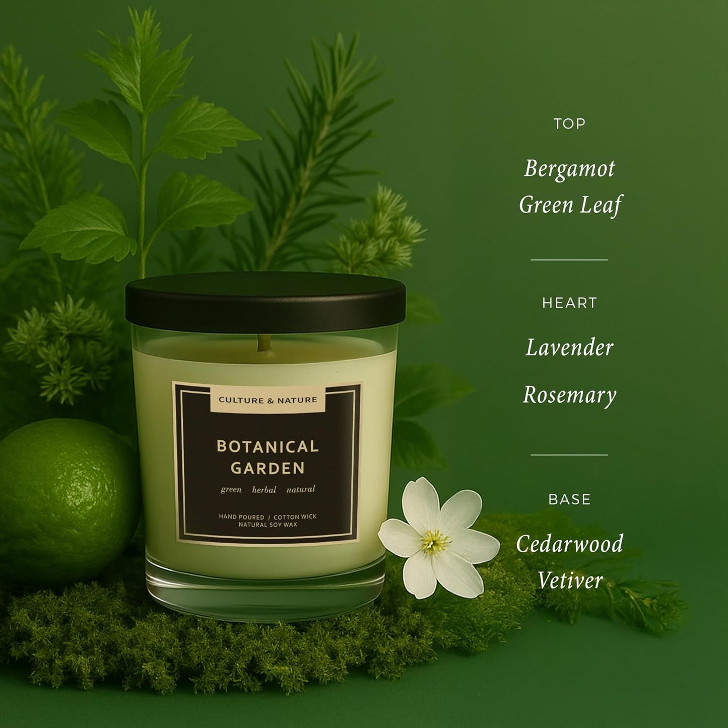 CULTURE & NATURE Natural Soy Wax Candle 7oz (Botanical Garden)