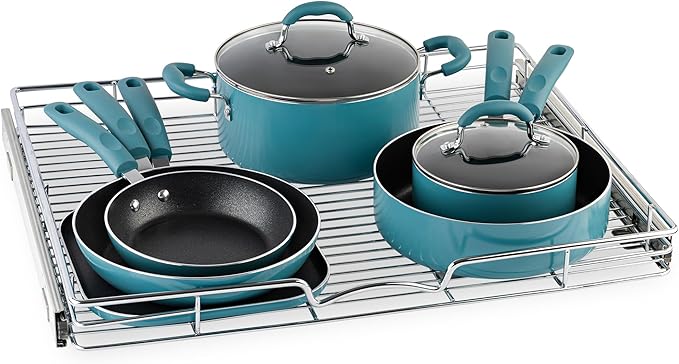 HOLDN’ STORAGE Pull Out Cabinet Organizer, Heavy Duty Caddy w/Lifetime Limited Warranty -26”W x 21”D - Requires At Least 27-1/4” Cabinet Opening, Steel Metal Cabinet Drawers Slide Out, Chrome