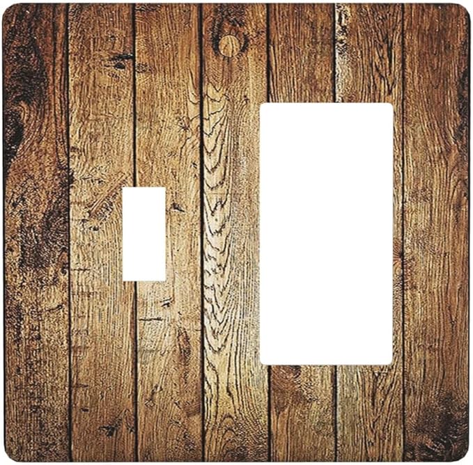Rustic Brown Wood Natural Wooden Outlet Covers 1 Toggle 1 Rocker Combination Electrical Switch Plates Light Switch Cover Plate Decorative Wall Plate for Bedroom Home Decor