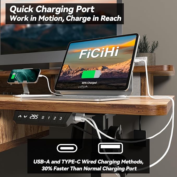 Adjustable Height Standing Desk with 4 Drawers,55 x 30 inches Electric Sit Stand Desk for Home Office,3 Memory Presets,Monitor Stand Riser,USB A/C Charging Port