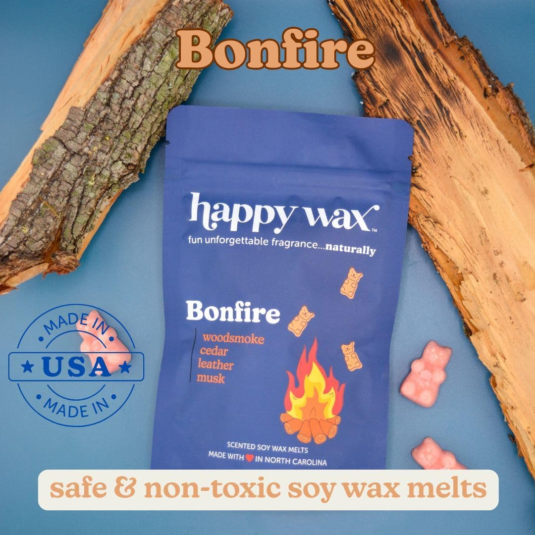 Happy Wax Fan Man Cave Collection Scented Natural Soy Wax Melts – 6 Total Oz. of Scented Wax Melts, Collection Includes Desert Torchwood, Bourbon & Wood and Bonfire