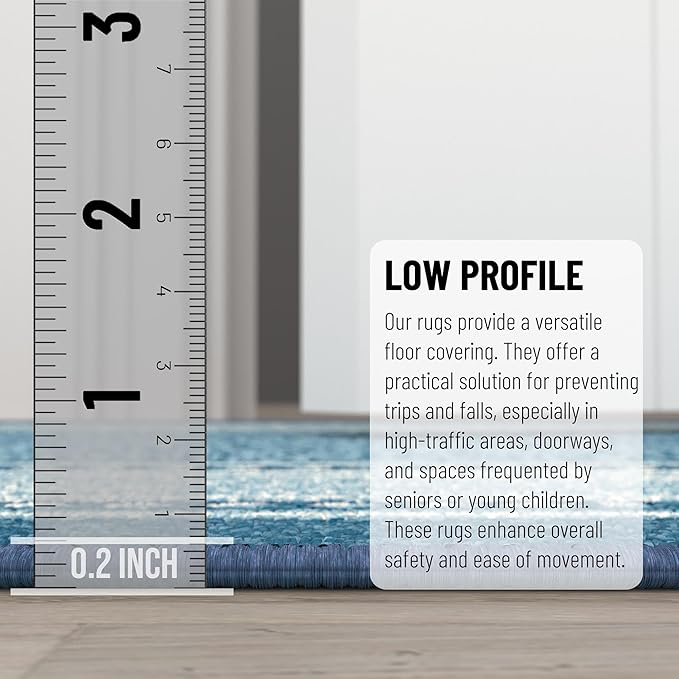 Ottomanson Rugs for Entryway 2'3" x 3' - 2 Pack Non Slip Border Small Area Rugs Durable Front Door Mat Rug Stain Resistant Entrance Rugs for Bathroom Kitchen Bedroom & Living Room, Turquoise