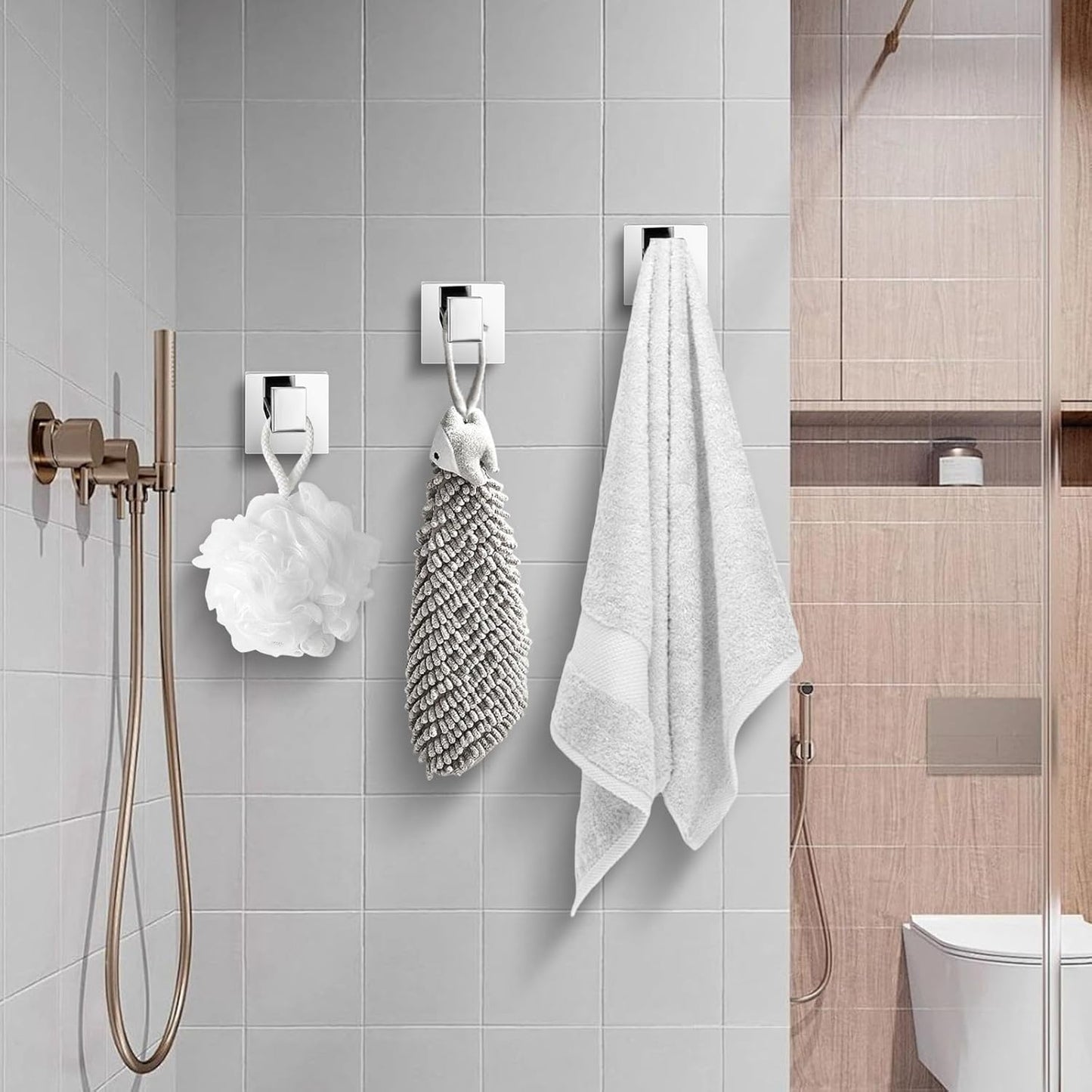 Towel Hooks for Bathrooms, Heavy Duty Wall Mounted Stainless Steel Modern Hook, 4 Pack – Ideal for Hanging Towels, Robes, Coats, in Kitchen, Bedroom, Bathroom, or Hotel (2, Chrome Polished)