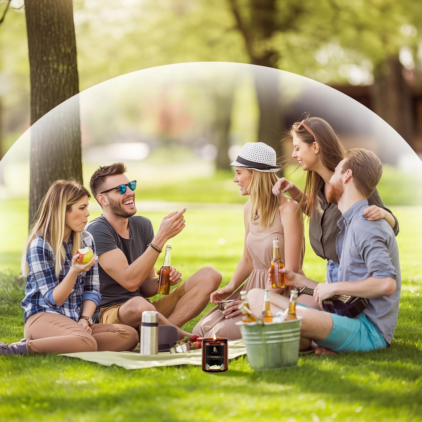 Citronella Candles Outdoor, Citronella Scented Candle, Natural Soy Wax Candle for Summer Outside Garden Camping Patio Picnic, 7oz