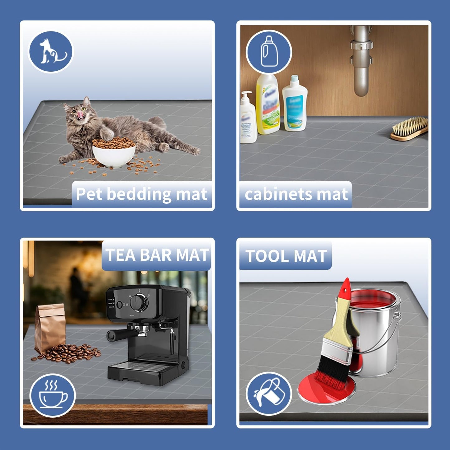 34"x22" Thickened Silicone Sink Mat - Kitchen & Bathroom,Leak-Proof Cabinet Liner with Raised Edges,Non-Slip Grip,Waterproof Counter Protector,Heat-Resistant & Easy to Clean