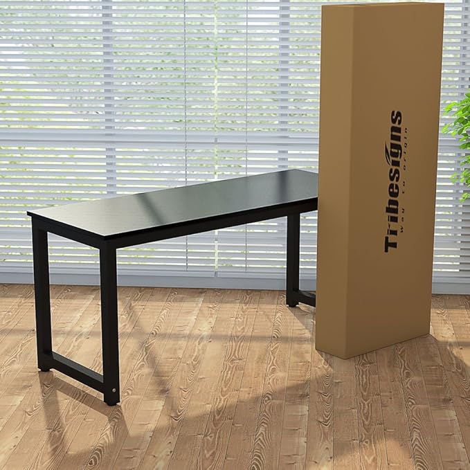 Tribesigns Computer Desk, 47 inch Modern Simple Office Desk Computer Table Study Writing Desk for Home Office, Black