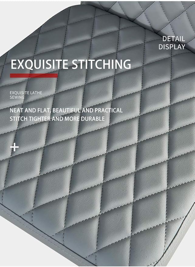 JT Modern Minimalist Dining Chair Fireproof Leather Sprayed Metal Pipe Diamond Grid Pattern Restaurant Home Conference Chair Set of 4 Or 6 (4, White)