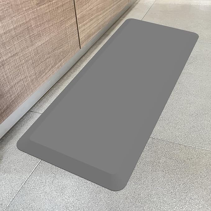 1" Extra Thick Anti Fatigue Floor Mat 17" W x 50" L,Kitchen Mat, Standing Desk Mat,140D Advanced PU Foam Ergonomic Comfort at Home, Office, Garage, Sink (Gray)