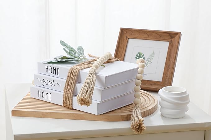 TenXVI Designs White Decorative Faux Books for Farmhouse & Living Room Decor - Coffee Table & Shelf Accent, Home Sweet Home