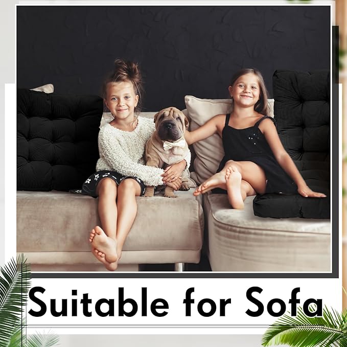 Jerify 4 Pcs Floor Pillow Cushions 22 x 22 Inch Round Square Large Meditation Floor Pillow for Classroom Adult Meditation Picnic Party Cushion for Seating Gift Christmas(Black,Square)