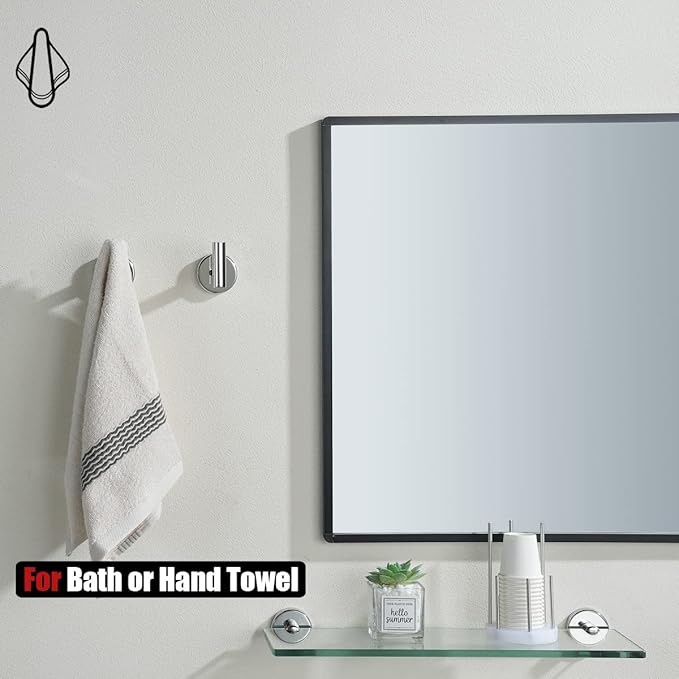 JQK Chrome Bathroom Towel Hook, 304 Stainless Steel Coat Robe Clothes Hook for Bathroom Kitchen Garage Wall Mounted (Pack of 4), TH100-CH-P4