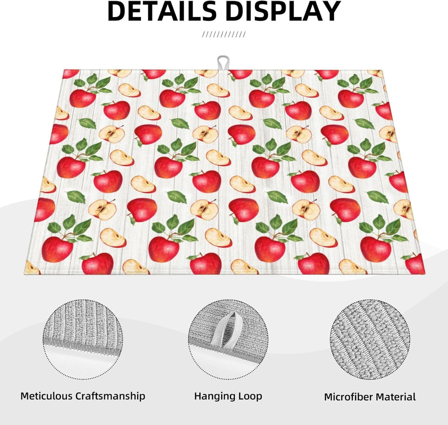 Apple Orchard Wood Grain Dish Drying Mat 18x24 For Kitchen Counter Absorbent Microfiber Dishes Pad Dish Drainer Rack Mats Fast Dry Kitchen Accessories