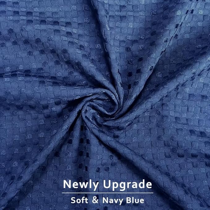 MIYE Pleated Waffle Weave Bed Skirt, Tailored Dust Ruffle 12 Inch Drop Easy Fit, Machine Washable (Navy Blue, Twin - 12" Drop)