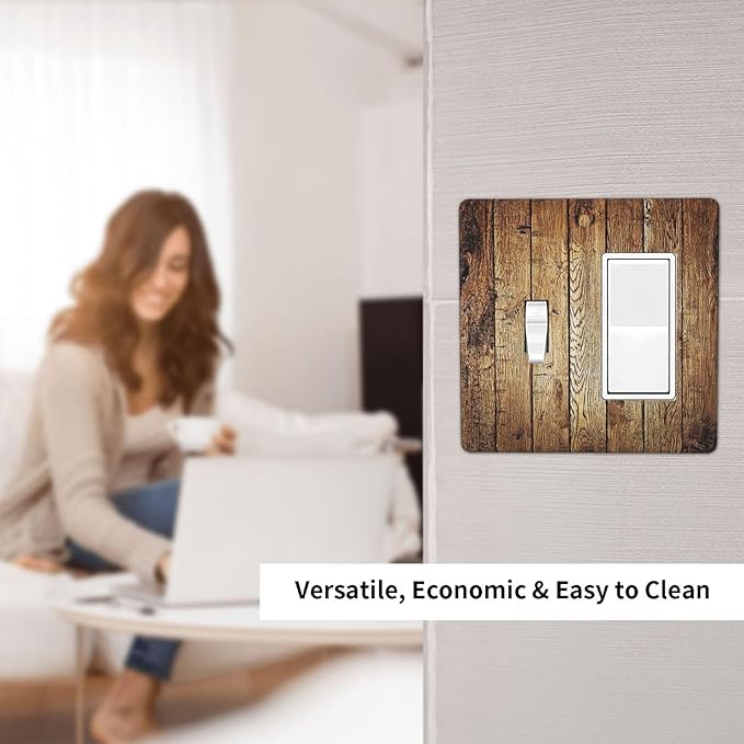 Rustic Brown Wood Natural Wooden Outlet Covers 1 Toggle 1 Rocker Combination Electrical Switch Plates Light Switch Cover Plate Decorative Wall Plate for Bedroom Home Decor