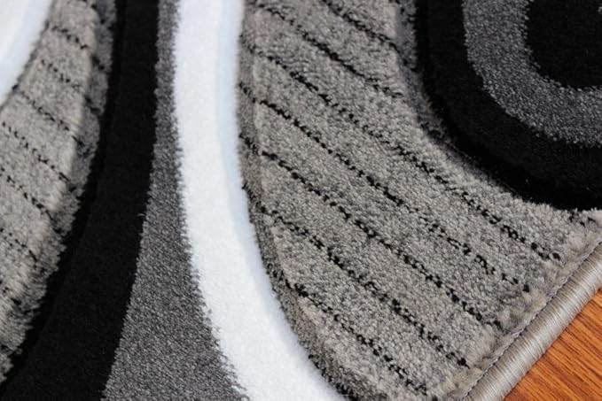Masada Rugs, Sophia Collection Hand Carved Area Rug Modern Contemporary Grey White Black (2 Feet X 7 Feet 3 Inch) Runner