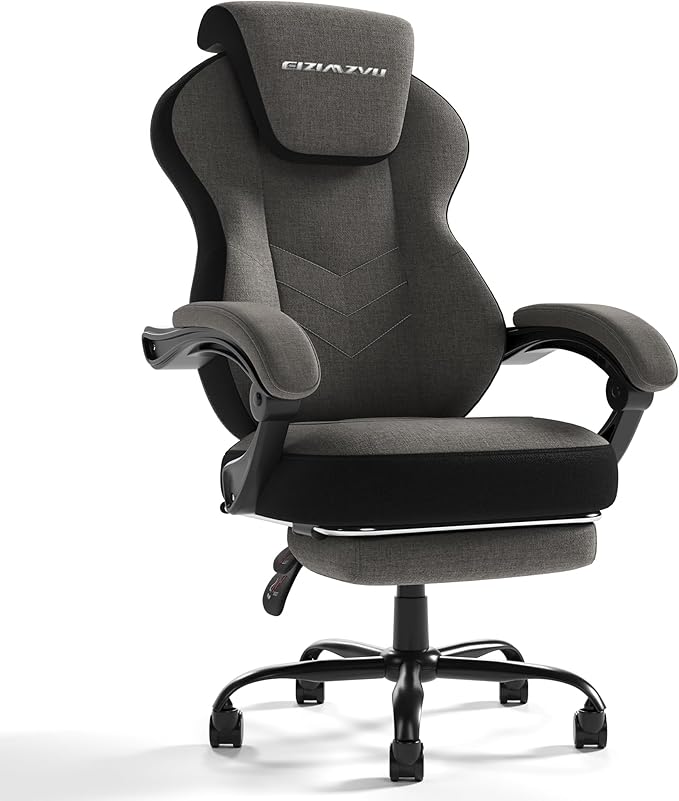 Ergonomic Office Chair with Adjustable Headrest and Footrest, High Back Computer Desk Chair with Linkage Armrests, Reclining Swivel Chair for Home Office, Executive Office Chair (Black2)