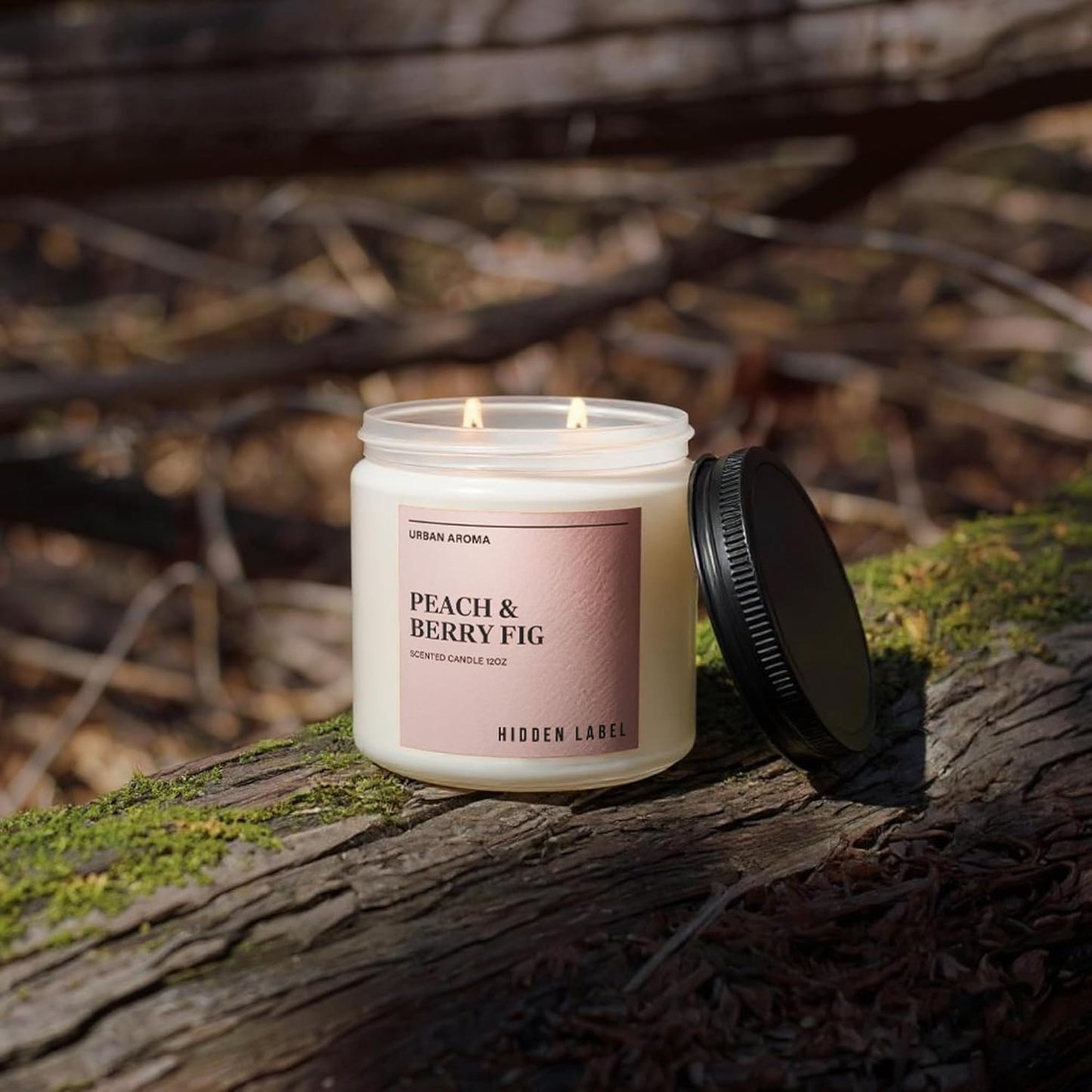 Hidden Label Peach & Berry Fig Soy Wax Candle, 12oz 2 Wick Natural Soy Non Toxic Candles, Clean Burning Long Lasting Aromatherapy for Home | Gifts,Premium Scents for Relaxation & Stress Relief,Gifts