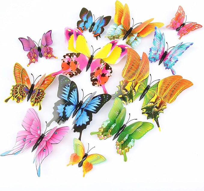 Butterfly Wall Decor 24/48 PCS, 3D Butterflies Stickers for Party Decorations with Magnets (Swallow, 48)