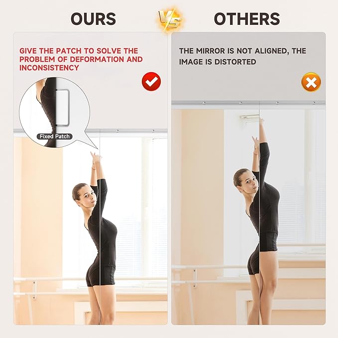 Home Gym Mirror, 95'' x 40'' x 2PCS, Large Full Body Mirror for Yoga, Frameless Tempered Glass, Wall Mounted for Home Gym, Garage, Bedroom, Bathroom