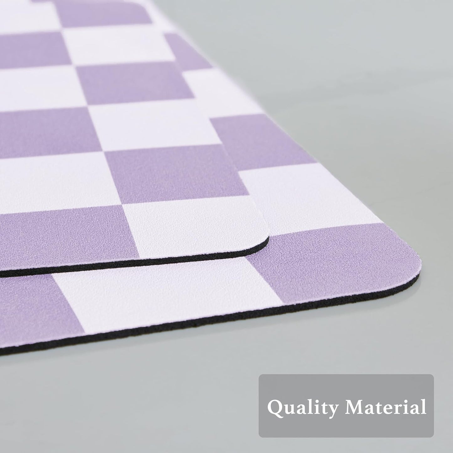 Checkered Dish Drying Mat for Kitchen Counter, Coffee Bar Station Accessories, Retro Cute Aesthetic Modern Absorbent Drainer Mat Kitchen Drying Mat Easy Clean, Purple 12" x 19"