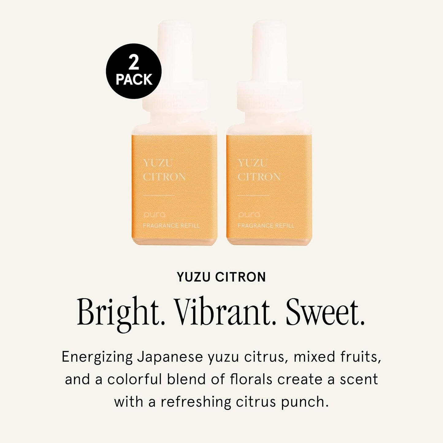 PuraHome Scent Refill - Smart Home Air Diffuser - Up to 120-Hours of Luxury Fragrance per Refill - Home Essential - Clean & Safe Diffuser Fragrance - 2 Pack, Yuzu Citron