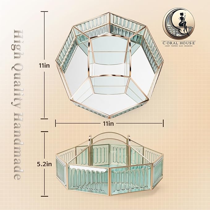 360° Rotating Makeup Organizer Spinning Vanity Organizer with Makeup Brush Holder for Countertop, Bathroom Storage, Skincare, Perfume & Cosmetic Organizer for Vanity