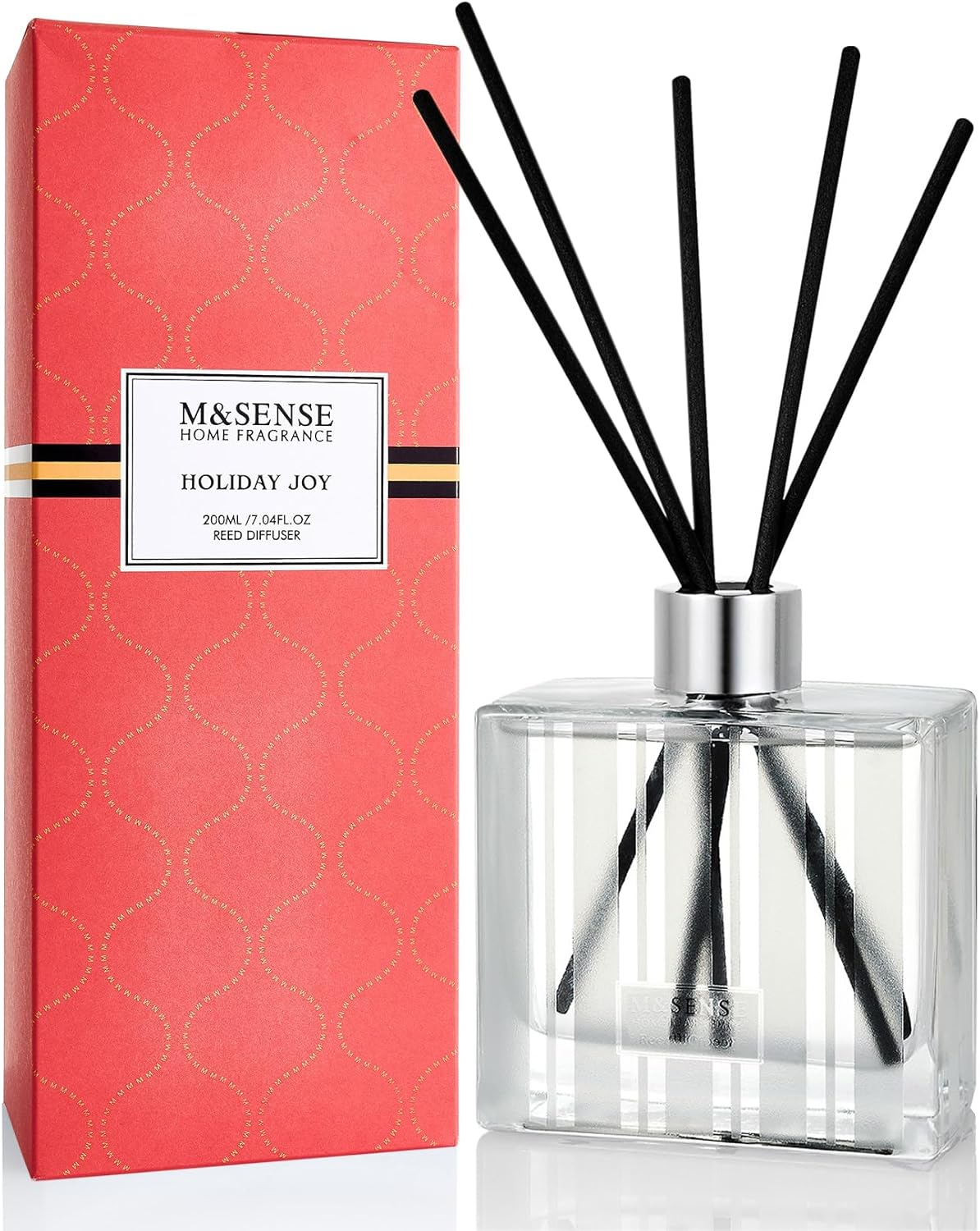 M&SENSE Citrus & Pine Scent Diffuser - 7.04oz Holiday Joy Reed Diffusers for Home, Scented Diffuser Gifts for Her, Home Fragrance Diffusers with Sticks for Bathroom Bedroom & Shelf Decor