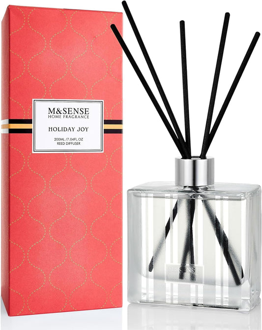 M&SENSE Citrus & Pine Scent Diffuser - 7.04oz Holiday Joy Reed Diffusers for Home, Scented Diffuser Gifts for Her, Home Fragrance Diffusers with Sticks for Bathroom Bedroom & Shelf Decor