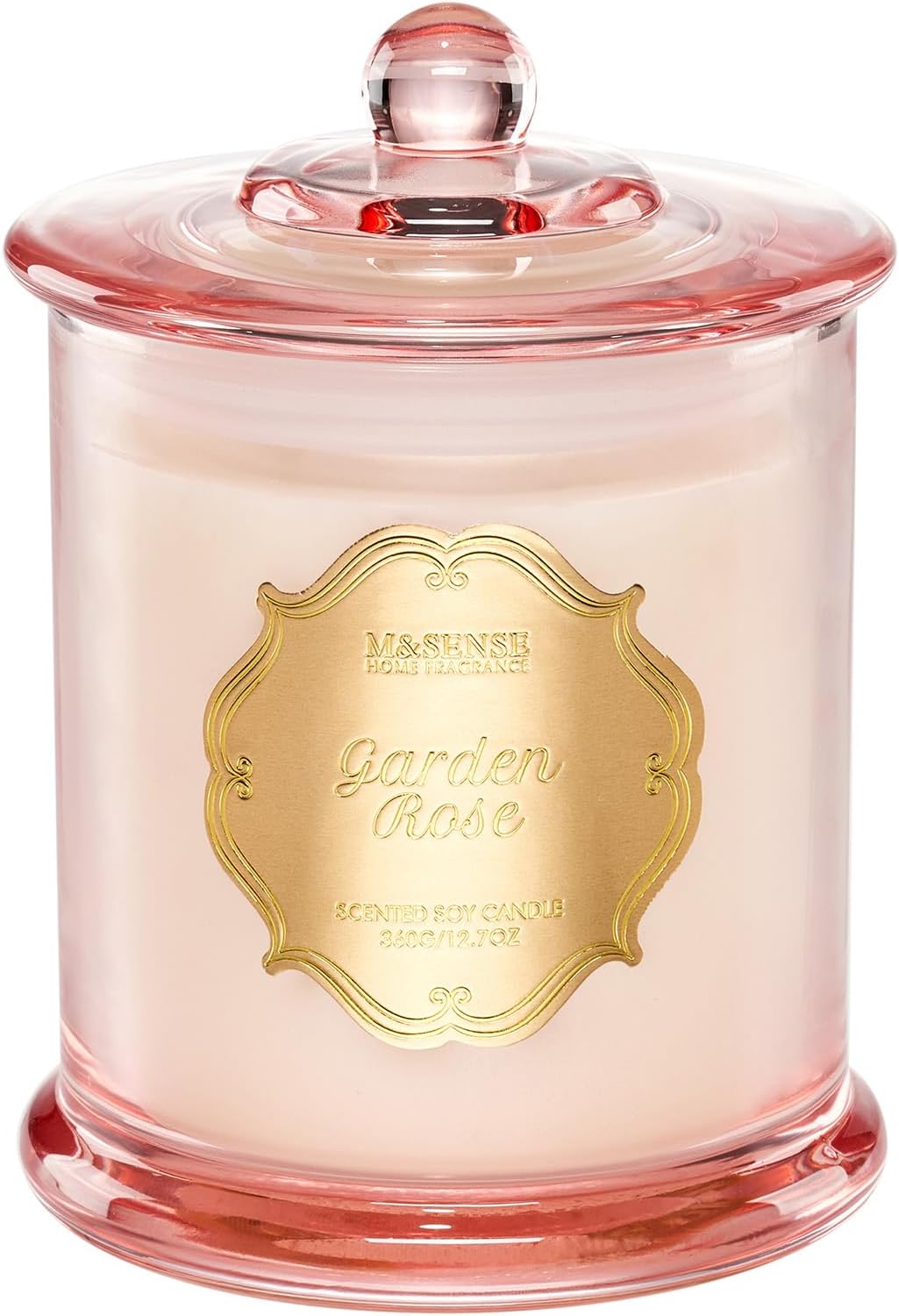 M&SENSE Rose Candles for Home Scented, Organic Soy Candles Non Toxic Soot-Free, 12.7oz Large Jar Candle 75 Hour Long Lasting Burning, Relaxing Aromatherapy Valentine's Day Gift for Women