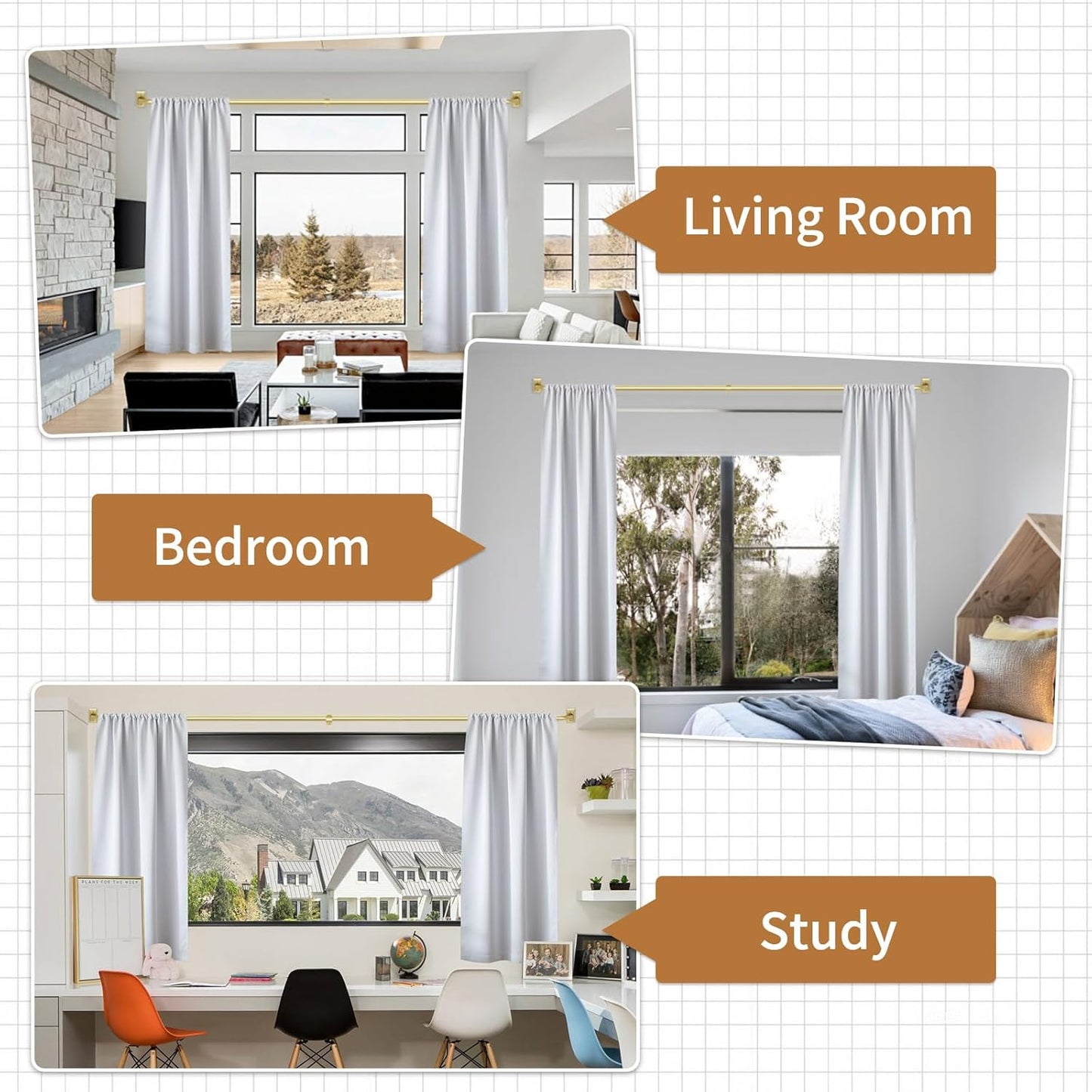 Gold Curtain Rods, Room Darkening Curtain Rod for Windows 48 to 90 Inches(4-7.5Ft), Wrap Around Curtain Rods, Heavy Duty Blackout Drapery Rods, Modern Decorative Window Treatment Rod, Gold