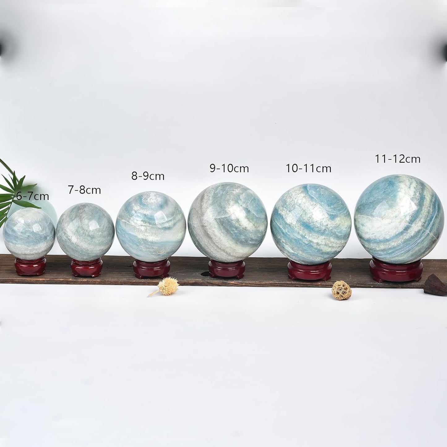 JIC Gem Natural Trolleite Crystal Ball Sphere Blue Healing Crystal Gemstone Ball with Display Stand Home Decor Meditation Grid Energy Balance (50-60mm)