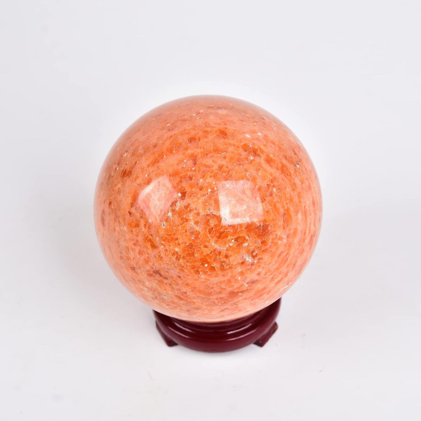 JIC Gem Real Sunstone Crystal Sphere Ball Healing Crystal Ball with Decoation Stand for Fengshui Meditation Ball (100-110mm)