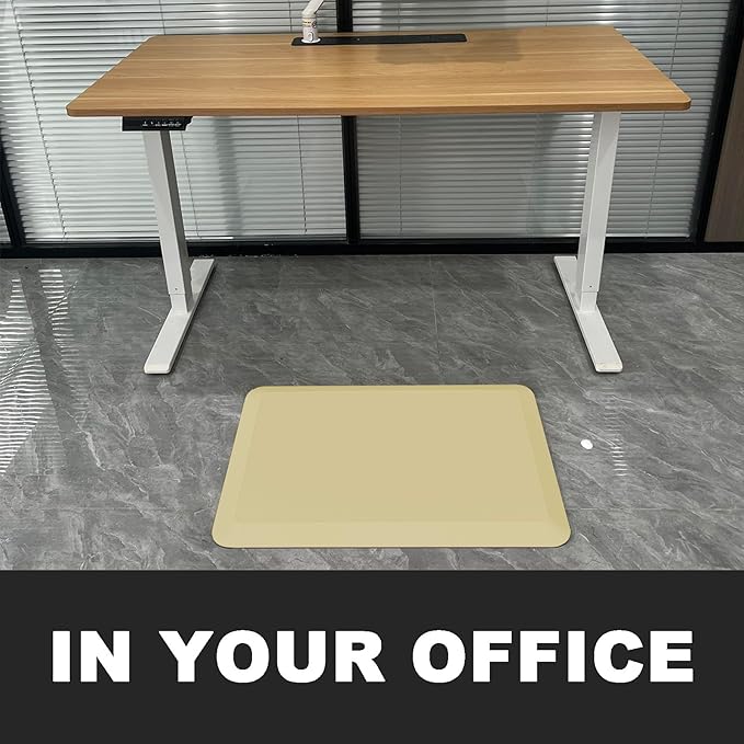 1" Extra Thick Anti Fatigue Floor Mat 60" L x 17" W,Kitchen Mat, Standing Desk Mat,140D Advanced PU Foam Ergonomic Comfort at Home, Office, Garage, Sink (Yellow)