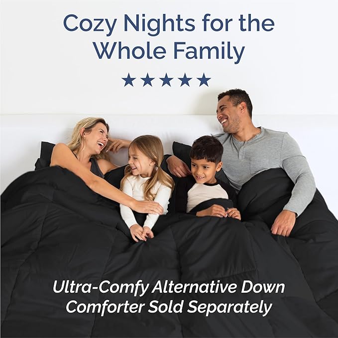 Split King Size 5 Piece Sheet Set - Comfy Breathable & Cooling Bed Sheets Set - Hotel Luxury Bedding for Women, Men, Kids, Teens, Boys & Girls - Deep Pockets, Soft and Wrinkle Free - Oeko-Tex - Black