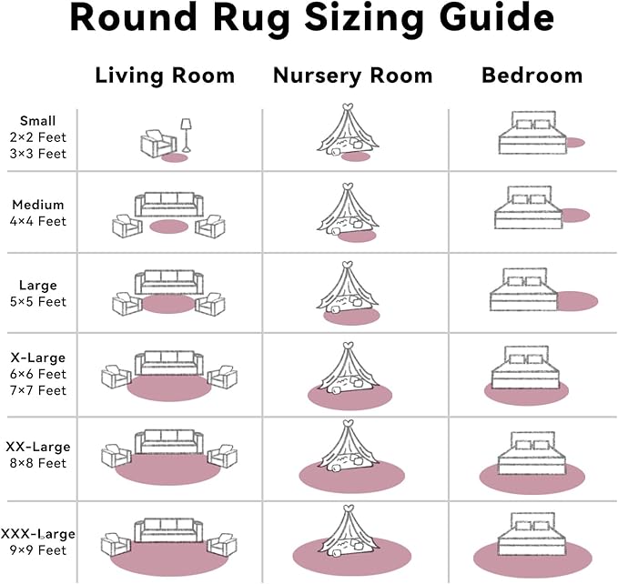 OLANLY Blush Round Rugs for Bedroom - Machine Washable, 6 ft Circle Area Rugs for Living Room, Soft and Fluffy Shaggy Carpet for Teen Girls and Boys, Nursery Rooms, Dorms, Home Decor Aesthetic