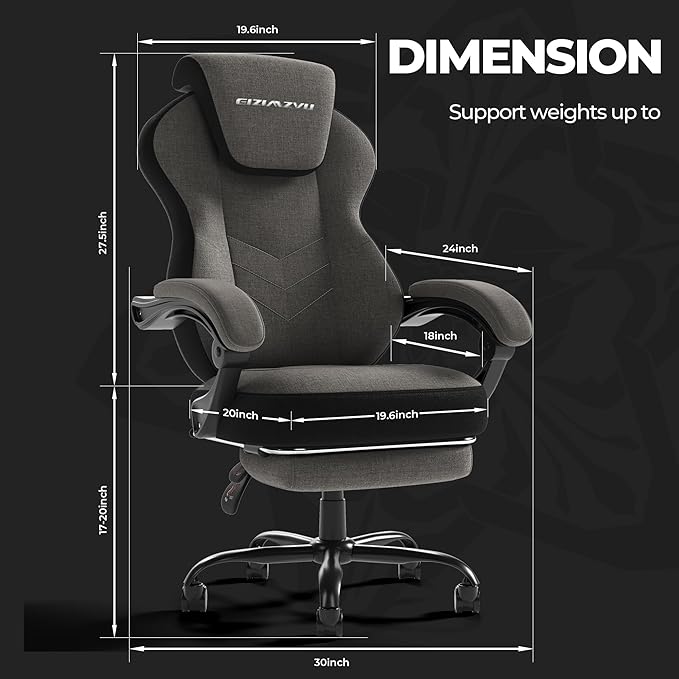 Ergonomic Office Chair with Adjustable Headrest and Footrest, High Back Computer Desk Chair with Linkage Armrests, Reclining Swivel Chair for Home Office, Executive Office Chair (Black2)