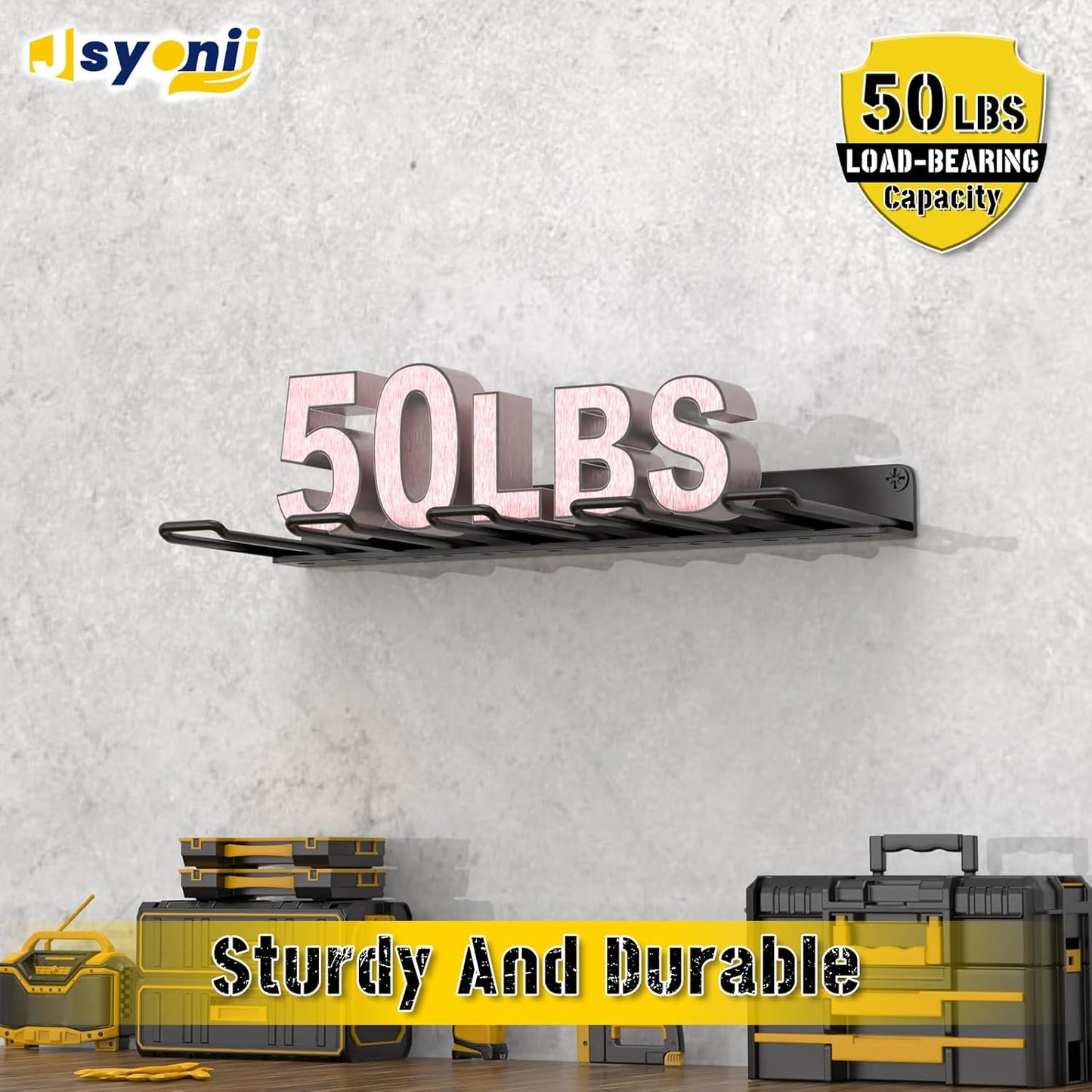 Drill Holder Wall Mount,Power Tool Organizer, 4 Cordless Drill Racks with Screwdriver Hole, Heavy Duty Garage Tool Storage Rack for Workshop Tool Room Basement