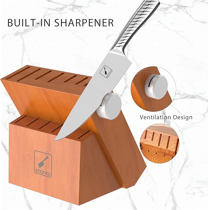 imarku Knife Set,14-Piece Knife Sets for kitchen with block,Premium One-Piece Kitchen Knife Set with Sharpener,High Carbon Stainless Steel Knives Set for Kitchen,Silver,Dishwasher Safe