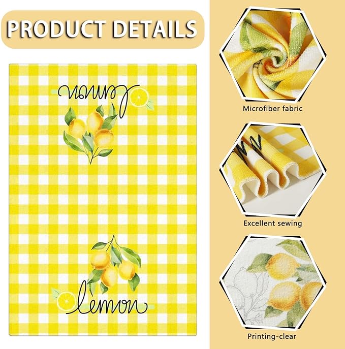 Summer Kitchen Towels Lemon Kitchen Towels Lemon Kitchen Decor Kitchen Hand Towels Decorative, 18×26 Inch