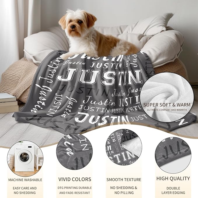 Ship Next Day, Custom Name Blanket - Printed in USA, Personalized Baby Blankets for Girls, Baby Blanket with Name, Ultra-Soft Cozy Fleece Blankets, Gifts for Boys & Girls Kids Teen Girl New Mom