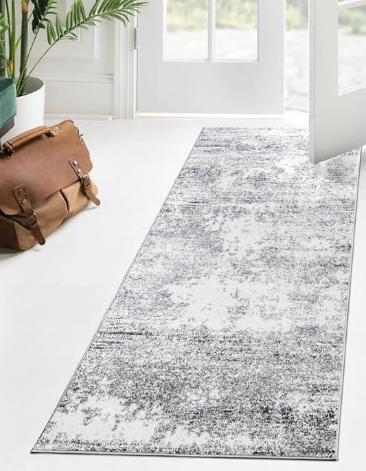 Keen Home Design Area Rugs - Non-Shedding, Thick Pile Abstract Rugs for Kitchen, Living Room, Bedroom, Dining Room, Entryway (Abstract Cream/Grey, 2'8" x 9'11")