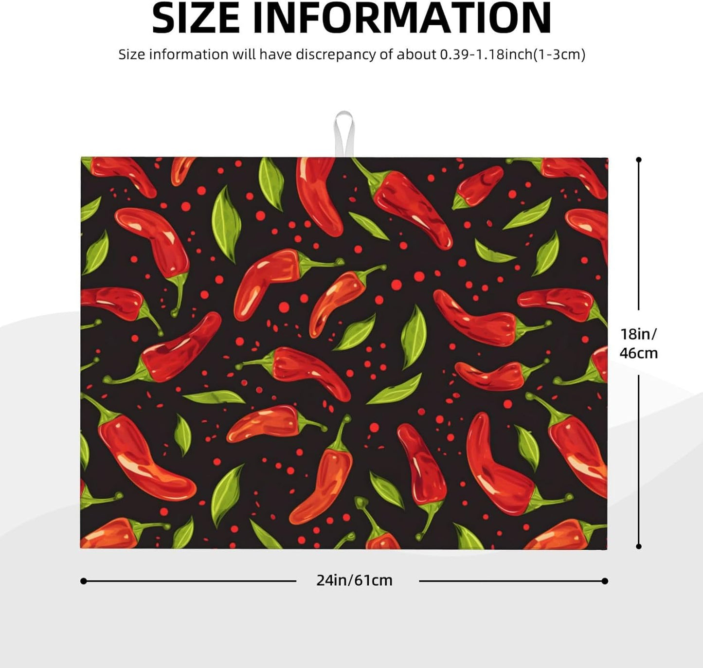 Red Chili Pepper Dish Drying Mat 18x24 For Kitchen Counter Absorbent Microfiber Dishes Pad Dish Drainer Rack Mats Fast Dry Kitchen Accessories