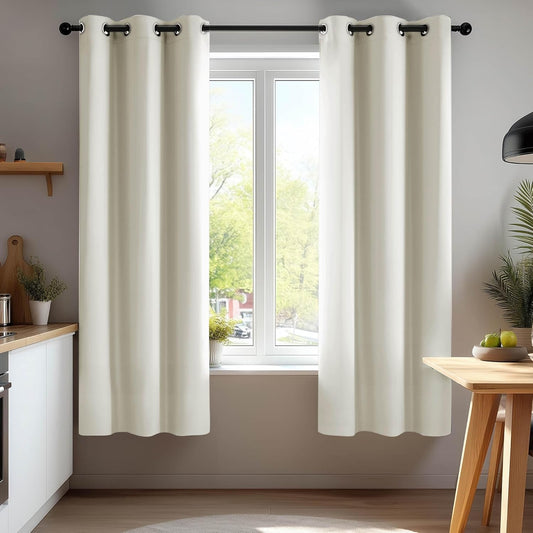 Deconovo Blackout Curtains for Bedroom–Set of 2 42W x 54L Inch Thermal Insulated & Noise Reducing Panels–Home Window Room Darkening Sustainable Grommet Drapes for Living Room and Nursery, Light Beige