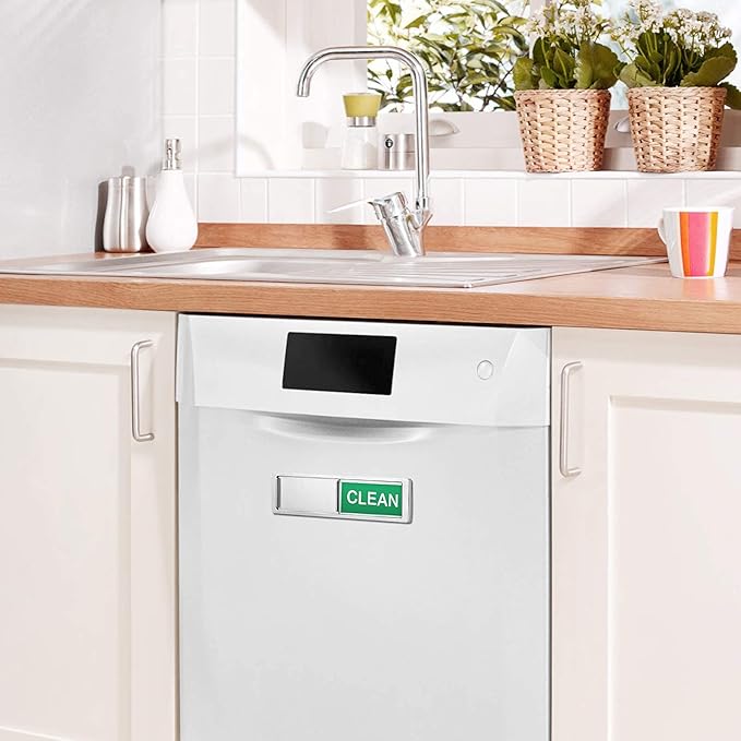 Dishwasher Magnet Clean Dirty Sign Shutter Only Changes When You Push It Non-Scratching Strong Magnet or Adhesive Options Indicator Tells Whether Dishes are Clean or Dirty (Gray/White)