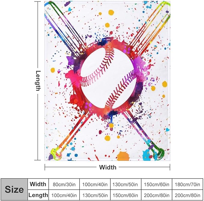 Throw Blanket for Teens Boys Girls and Adults Soft Warm Cozy Funny Midweight Food Flannel Blankets for Couch Sofa Bed Camping Travel Home Decor 50" X 60" (Baseball, Custom)