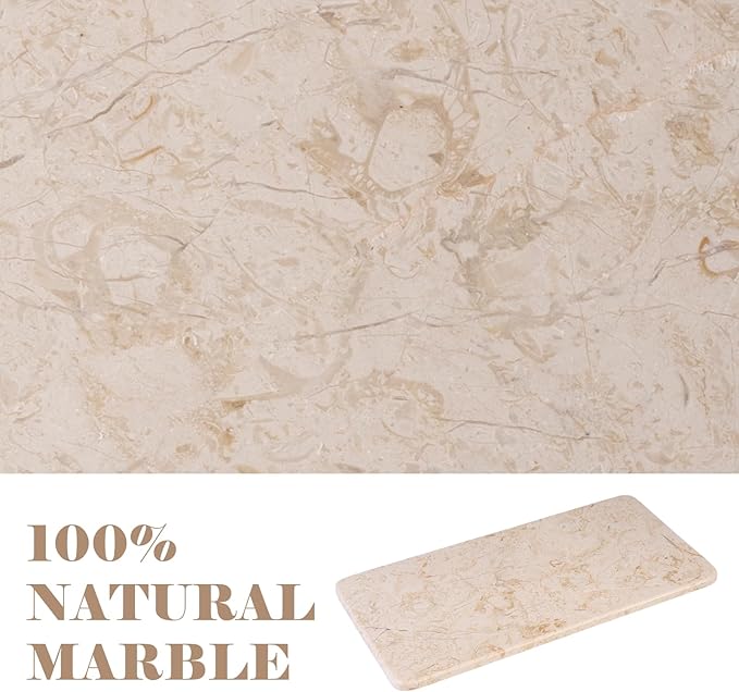 Natural Marble Tray, 12" x 6" Vanity Decorative Tray for Watch, Jewelry Holder, Perfume Organizer Candle Tray for Bedroom/Bathroom/Kitchen Countertop (Crema Beige)