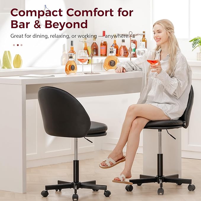 GTRACING Small Ergonomic Tall Office Chair, Computer Desk Chair with Wheels Versatile Height Use: Office to Bar Stools (or Standing Desk), Vanity Chair with Back PU Leather Shell Design for Gift