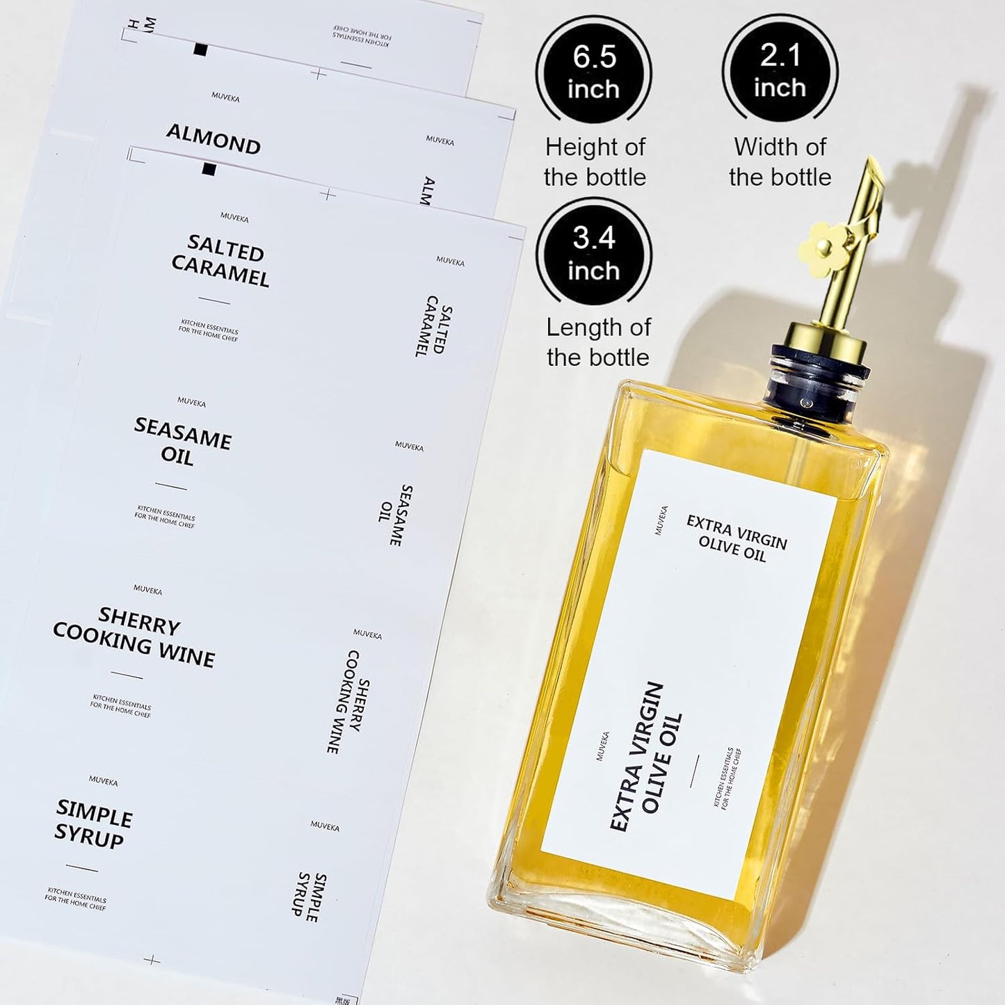 Olive Oil Dispenser Bottle for Kitchen, 16.9 oz/ 500 ml Vinegar Dispenser, Cooking Oil Dispenser Set, Glass Cruet with Pourer Spouts for Vinegar, Coffee Syrup Dispenser