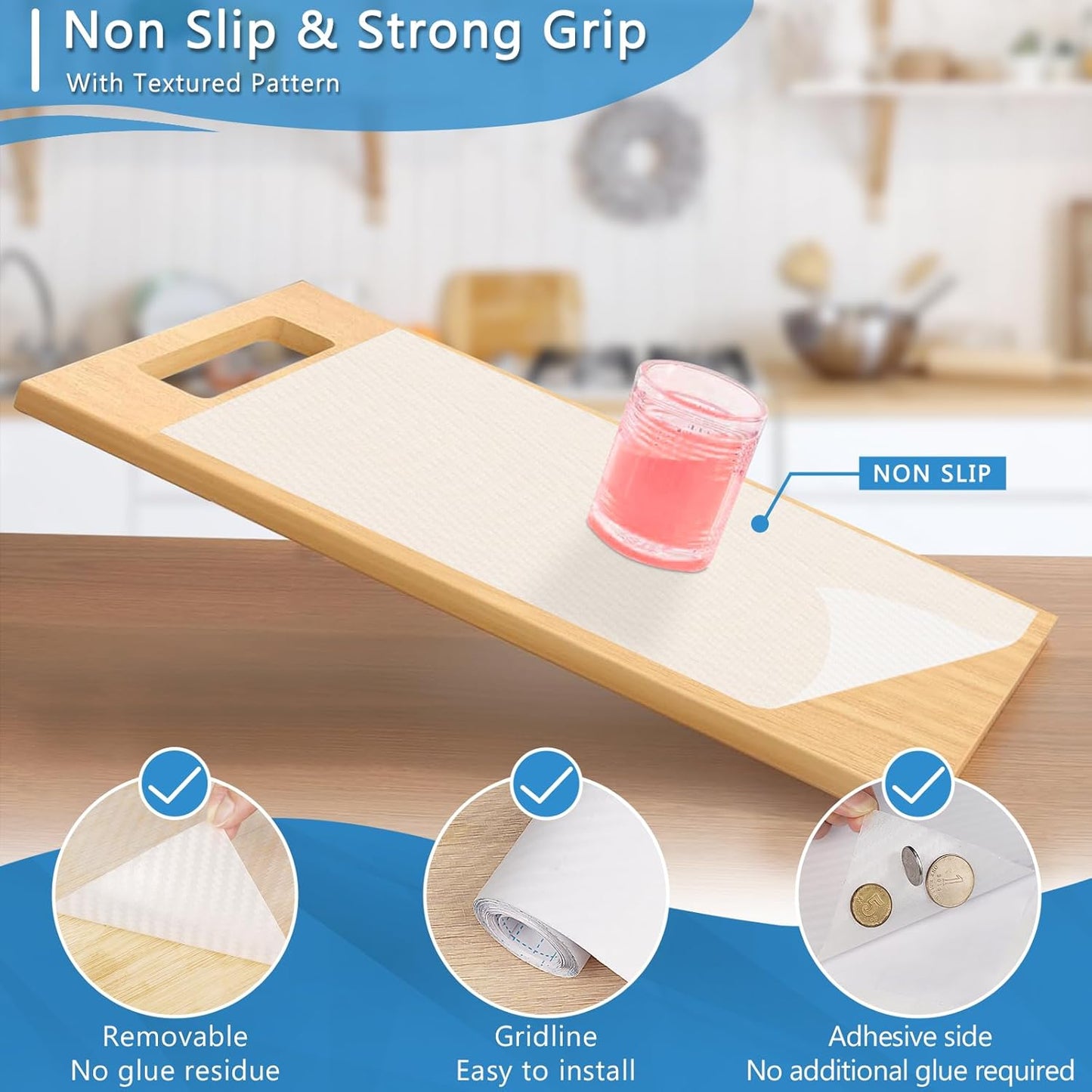 Self-Adhesive Shelf Liner Kitchen Liner, Waterproof Backed Paper Easy Peel and Stick Contact Liner Without Residue for Decor Your Desk Surface, Kitchen Countertops (Clear, 23.6 x 118.1 inches)